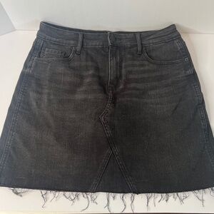 Black denim mini skirt